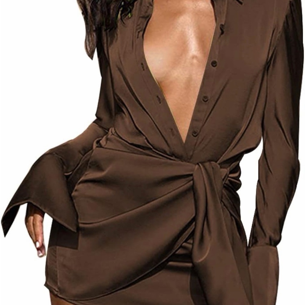 Chic Brown Wrap Dress